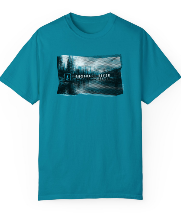 Winter River graphic tee - by AbstractRiver; color: Topaz blue